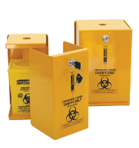 FASTAID SHARPS METAL SAFE 5L YELL ARMOUR INCL 2 SQUARE 5L SHARPS CONTAINERS